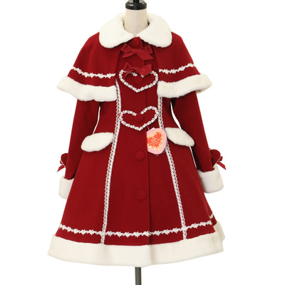 chalmiere 不思議の国ジャンスカ リボンカチューシャ セット ワイン USED】Strawberry Loves Chocolate柄ジャンパースカートⅢ＆カフェ
