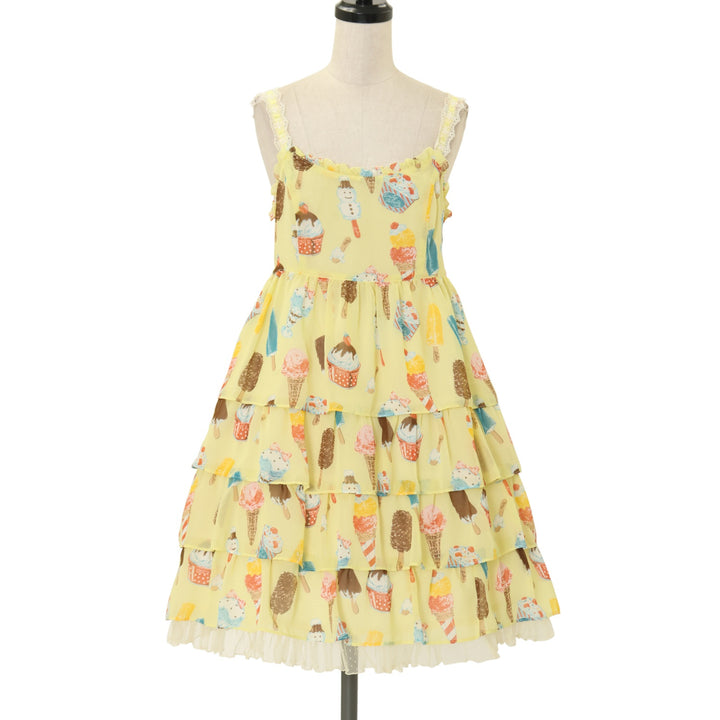 Emily Temple Cute　アイスクリーム柄ワンピース USED】アイスクリームプリントノースリーブワンピース | Emily Temple