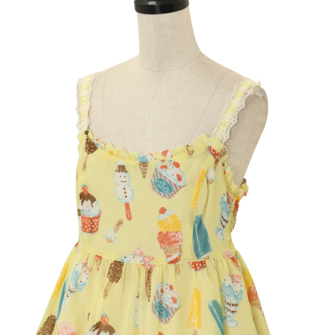 Emily Temple Cute　アイスクリーム柄ワンピース USED】アイスクリームプリントノースリーブワンピース | Emily Temple