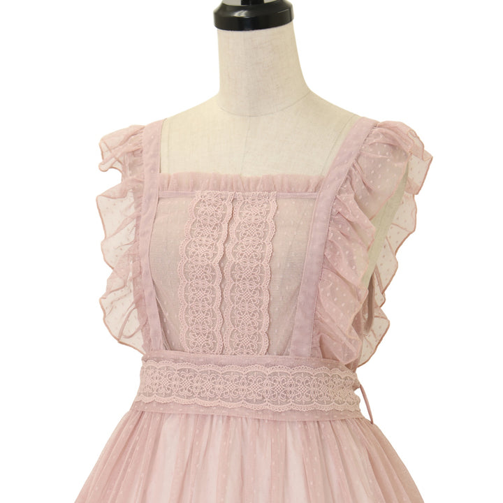USED】【axes femme kawaii/Mサイズ】ドットチュールエプロン USED】【axes femme kawaii/Mサイズ】ドットチュールエプロン