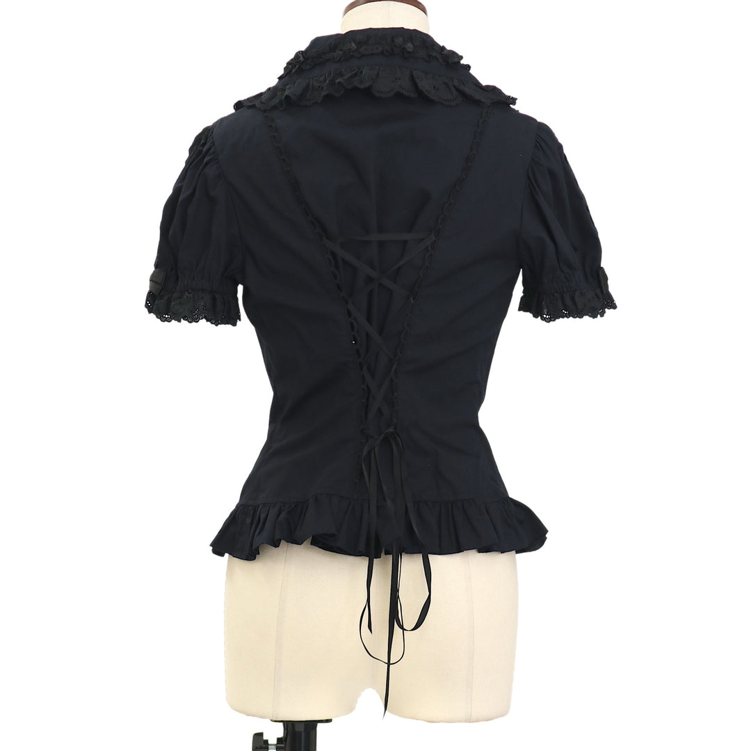 【美品】Angelic Pretty 黒ブラウス 綿100% ロリータ USED】カラフルプチリボンブラウス | Angelic Pretty | ロリータ