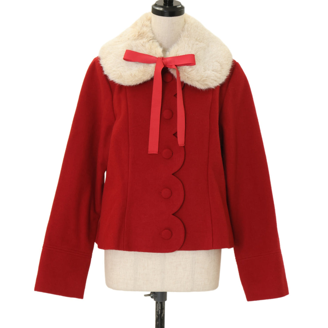 ♡*様 メロディバスケット ️♡ ファーティペットスカラップショートコート USED】【Mサイズ】ファーティペットスカラップショートコート | Melody