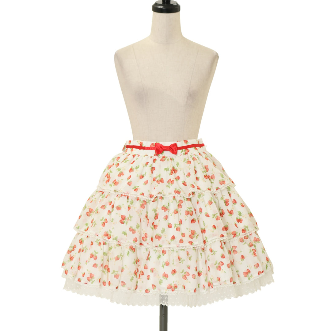 USED】ふわふわいちごシフォンスカート | Angelic Pretty | ロリータ USED】ふわふわいちごシフォンスカート | Angelic Pretty | ロリータ
