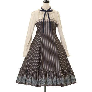 ジェーンマープル　tw cloth dormitory dress　グレー USED】【Mサイズ】British stripe dormitory dress | Jane Marple