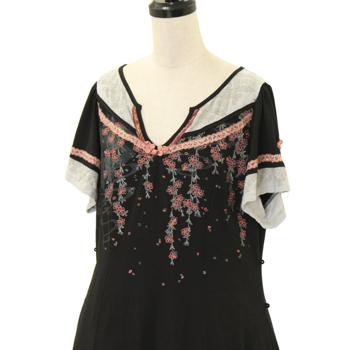 ozz oneste 新品タグ付き 和チャイナワンピース USED】ONESTE 枝垂れ桜刺繍和チャイナワンピース | Ozz On | ロリータ