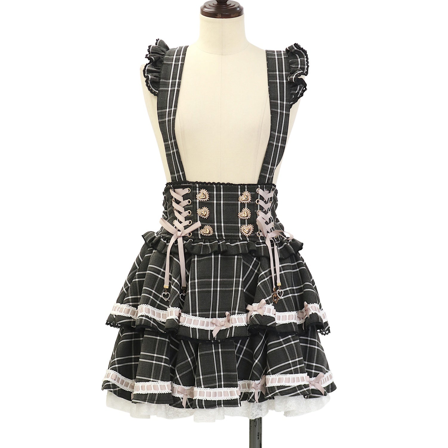 リズリサ　はしごリボンチェックティアードスカパン USED】はしごリボンチェックティアードスカパン | LIZ LISA | ロリータ