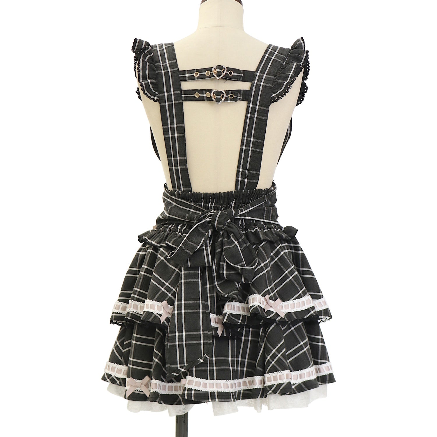 LIZLISA はしごリボンチェックティアー ドスカパン ピンク×ブラック♡ はしごリボンチェックティアードスカパン LIZLISA リズリサ 【公式通販】