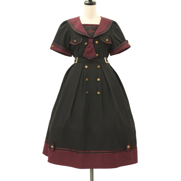 Amavel ダブルブレスト 軍服　ワンピース 　ワインレッド　ブラック USED】Guardianセーラーミリタリーミドル丈ワンピース | Amavel