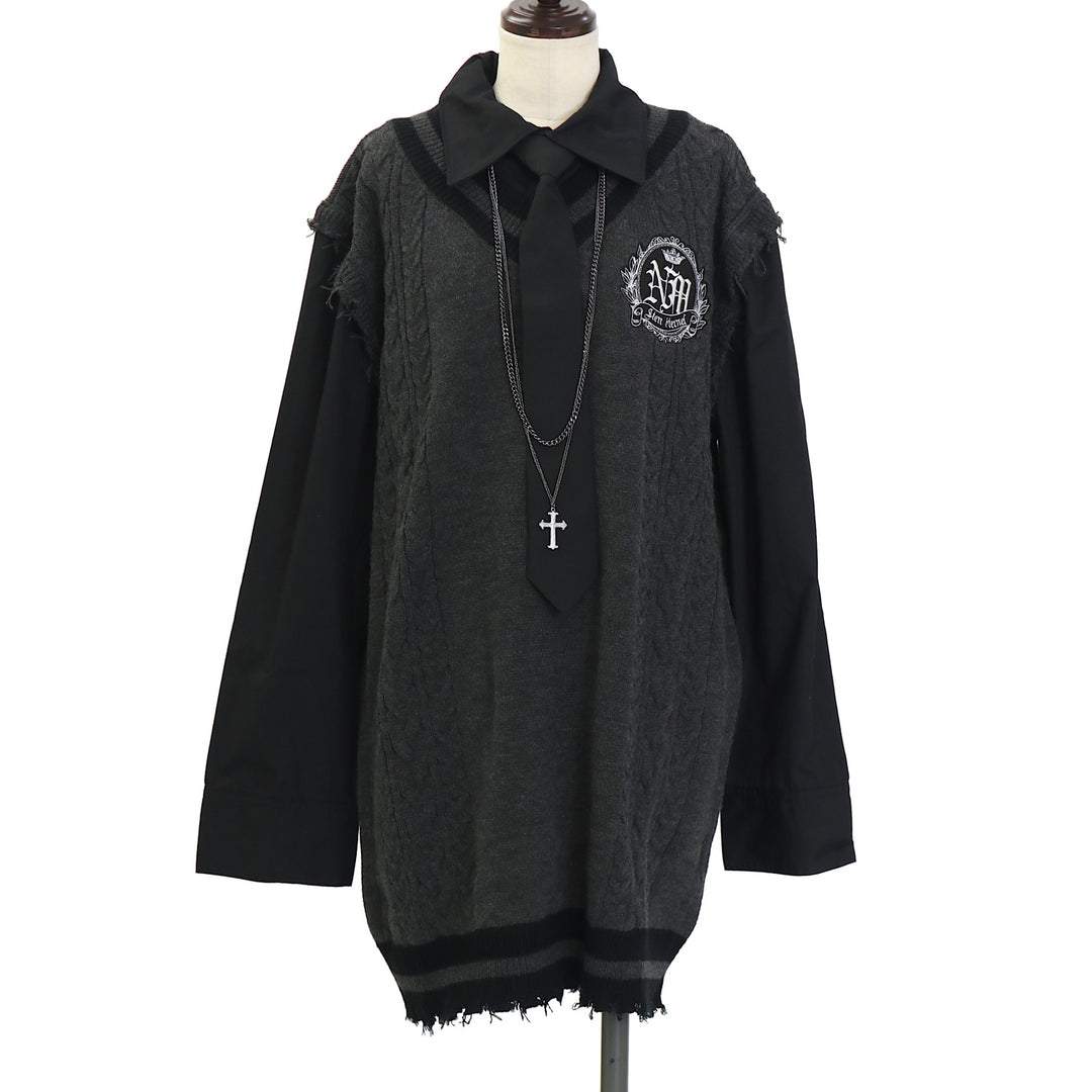 USED】【NOEMIE/Mサイズ】チェーンネクタイ付きユニセックスニット USED】【NOEMIE/Mサイズ】チェーンネクタイ付きユニセックスニット