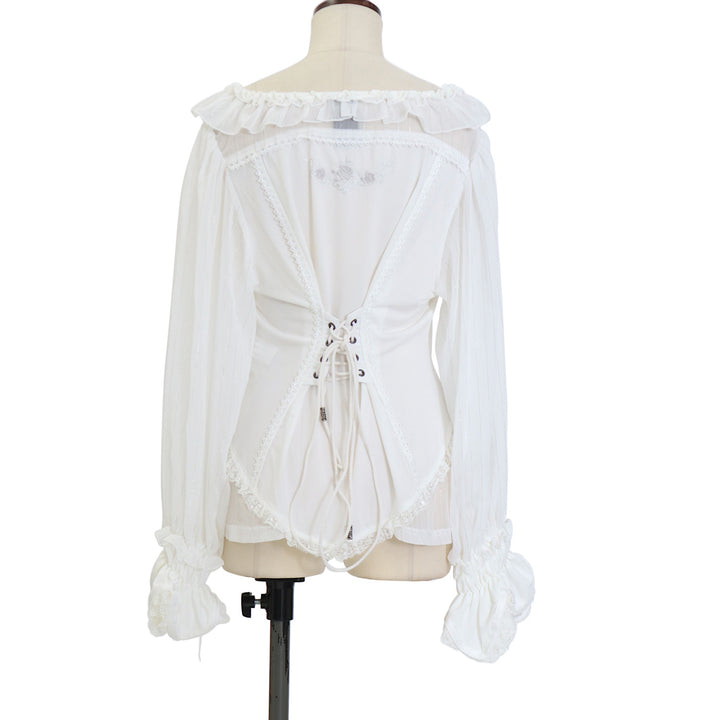 USED】ONESTE 薔薇刺繍ラメストライプシフォンプルオーバー | Ozz On