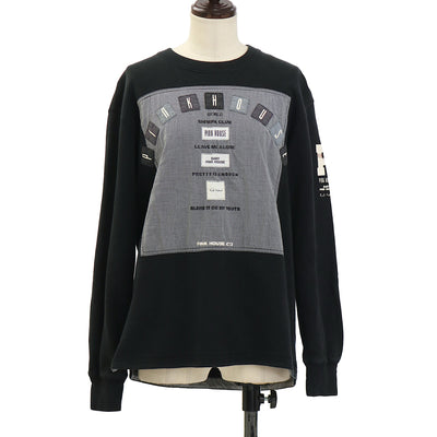 USED】【9号】燭台刺繍パフ袖プルオーバー(黒×白) | Moi-même-Moitié