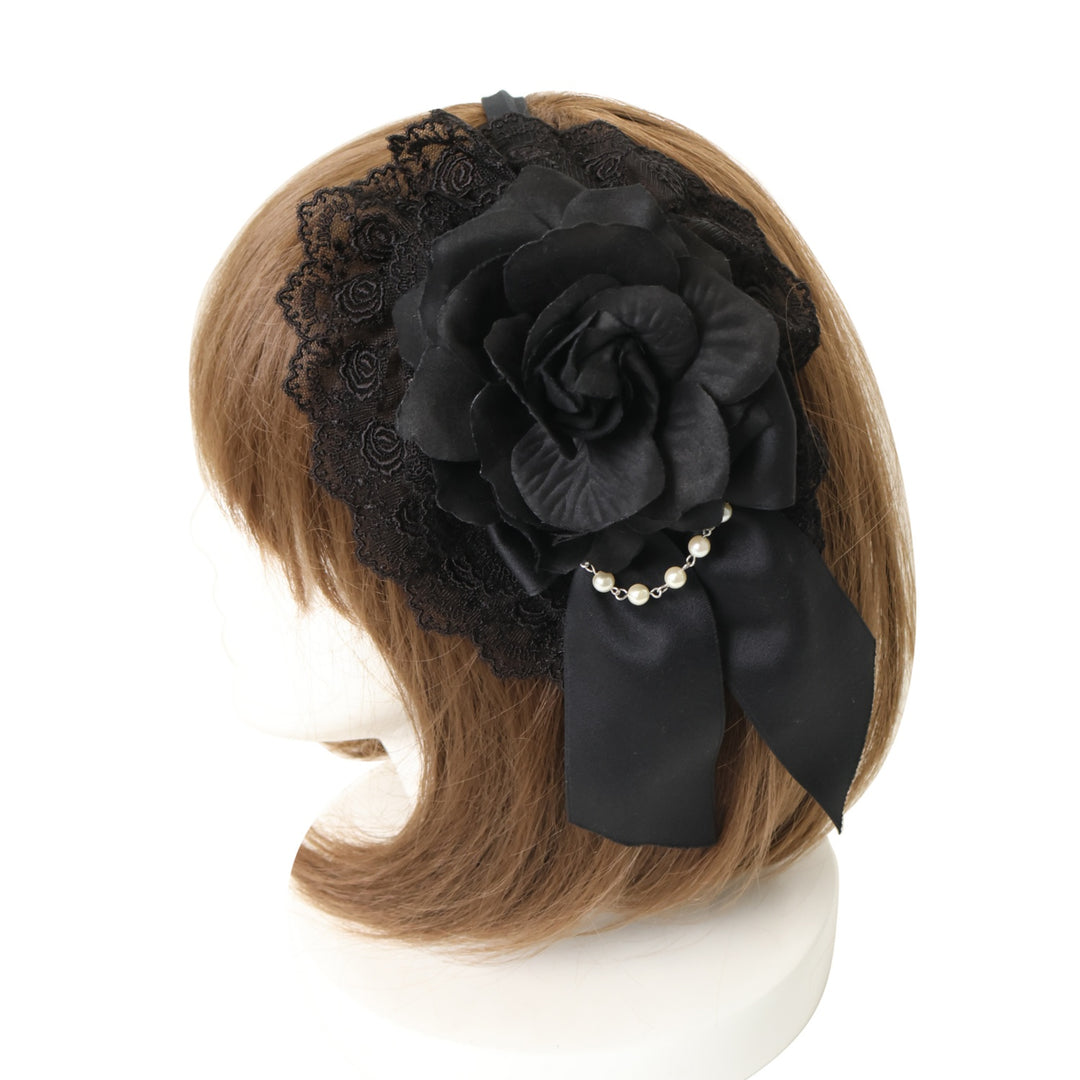 DOLCE &GABBANA 薔薇モチーフ カチューシャ カチューシャ ヘアアクセサリー 髪飾り バラ 薔薇 ローズ 花 レース ヘアアクセサリー