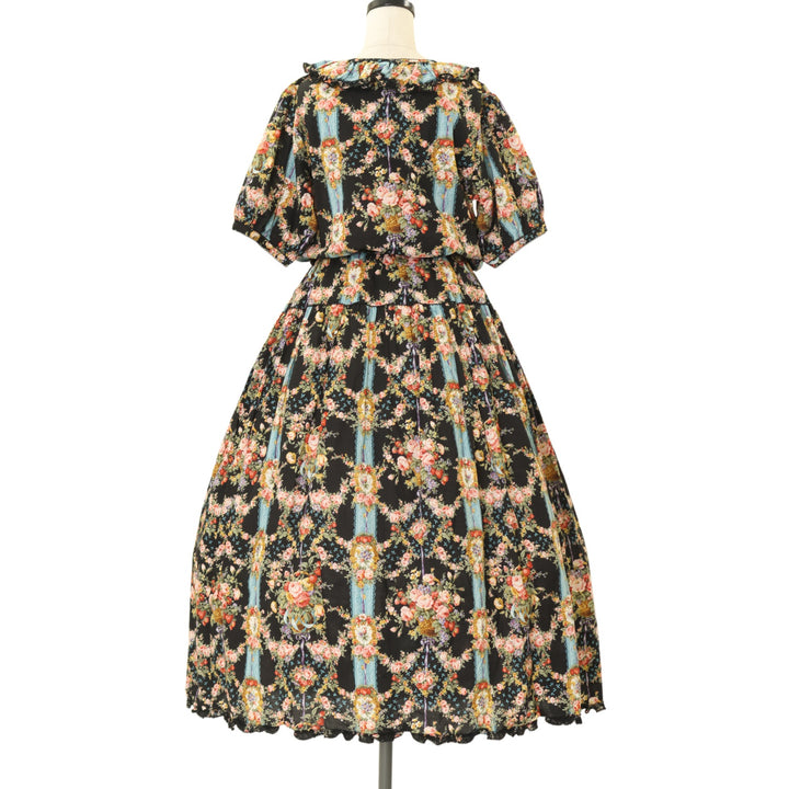 美品 PINK HOUSE 壁紙模様プリントワンピース 花柄 平成 ロリータ USED】壁紙模様プリントワンピース | PINK HOUSE | ロリータ ゴスロリ