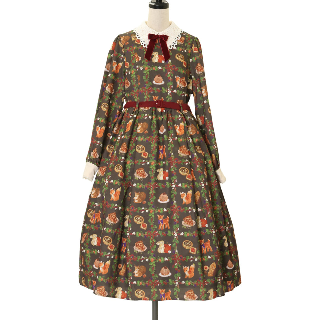 USED】【axes femme kawaii/Mサイズ】森のケーキ屋さん柄ワンピース