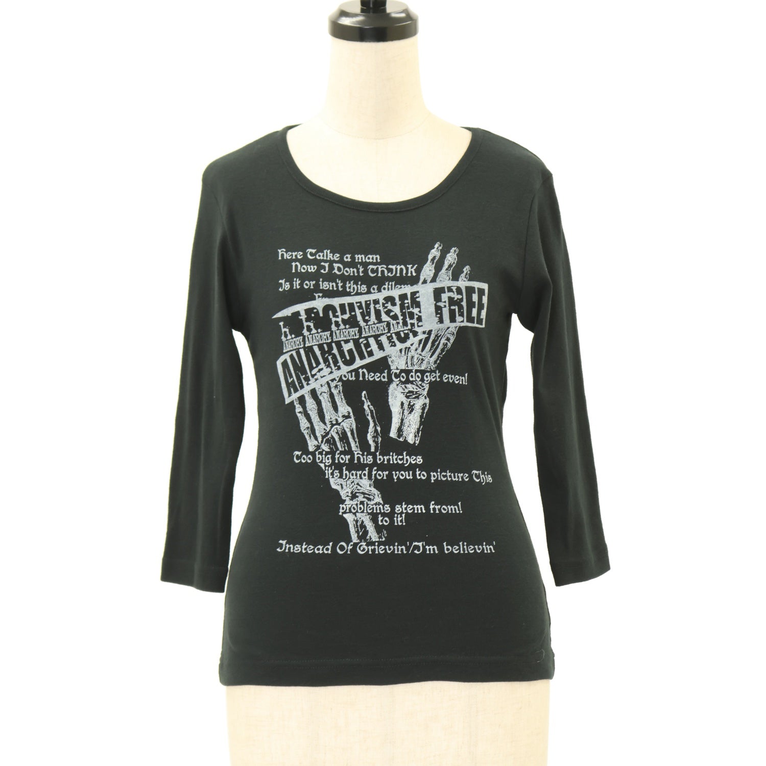 USED】ANARCHY スカルハンドプリント七分袖Tシャツ | h.NAOTO