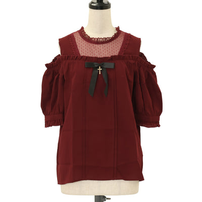 h.naoto dark red rum トップス　カットソー USED】【DARK RED RUM/H.Jelly】クラッシュレイヤードブラウス | h