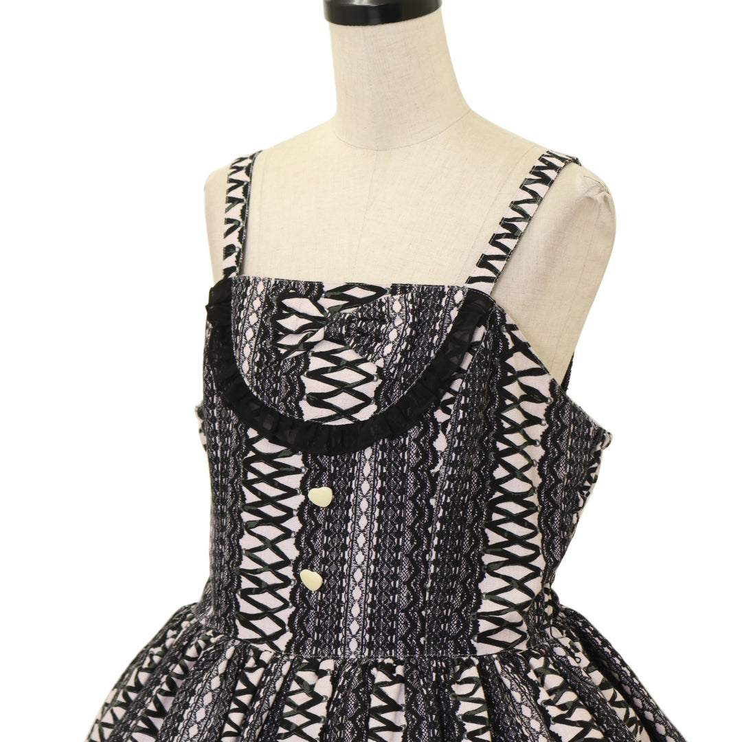 USED】Lace up doll ヨーク切替ジャンパースカート | metamorphose