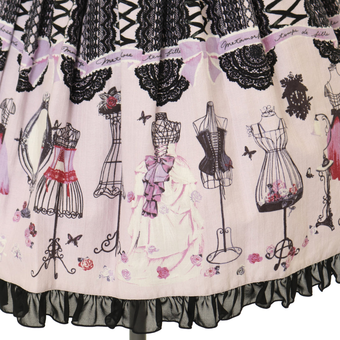 【難アリ】メタモルフォーゼ Lace up dollジャンパースカートセット USED】Lace up doll ヨーク切替ジャンパースカート | metamorphose