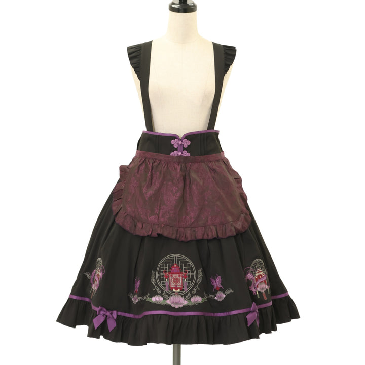 、　宮燈街の飴売り子エプロンスカート　ボルドー USED】宮燈街の飴売り子エプロンスカート | Amavel | ロリータ