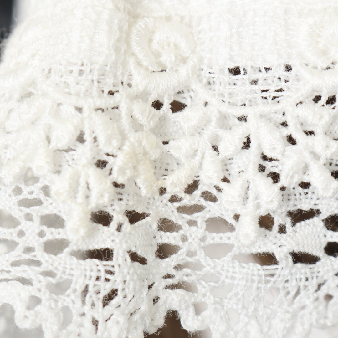USED】フリルメイドキャップ(white x white lace x black ribbon