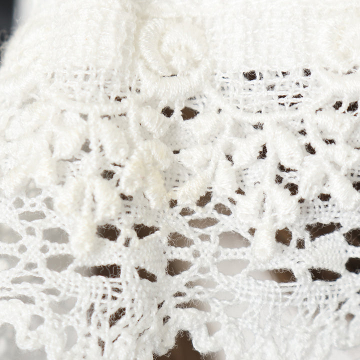 USED】フリルメイドキャップ(white x white lace x black ribbon
