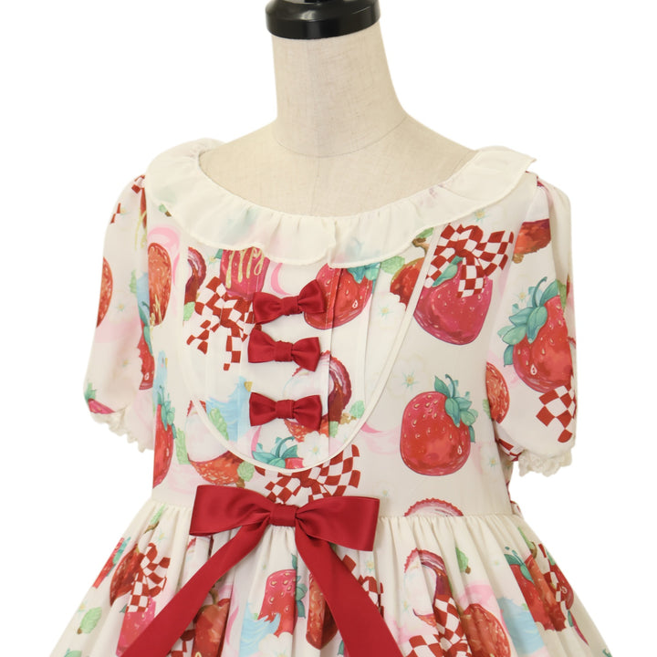 USED】【Mary Lolita/Mサイズ】ストロベリー＆ライチ柄ワンピース