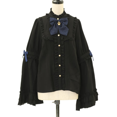 USED】【9号】シャーリングスリーブブラウス(黒) | Moi-même-Moitié