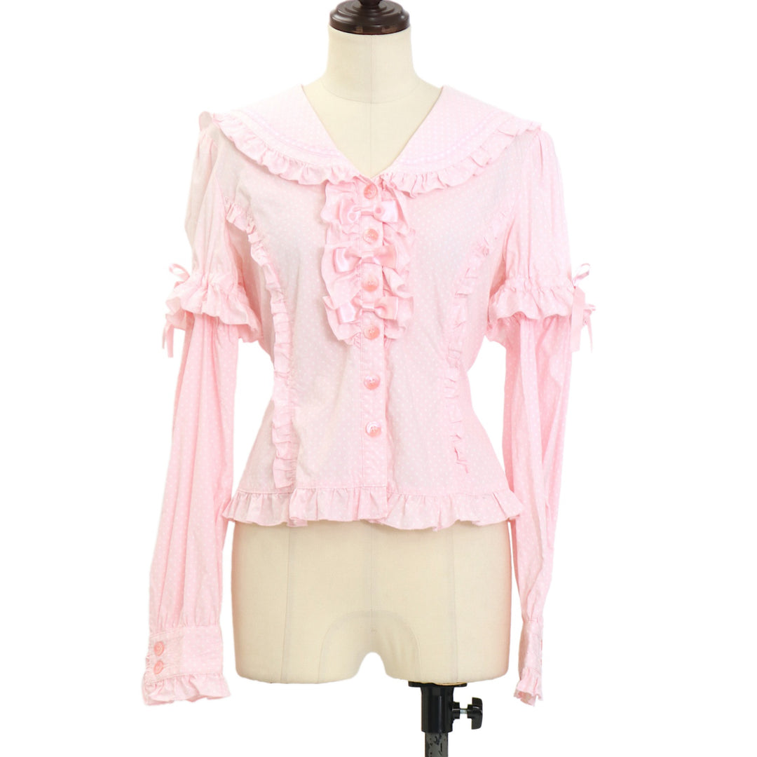 うさちゃん 売切セール♡ピンクハウス ストライプ セーラーブラウス USED】CL セーラー衿ブラウス（ドット） | metamorphose | ロリータ