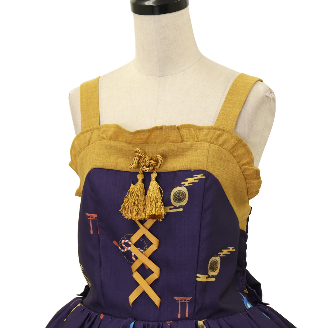 USED】【axes femme kawaii/Mサイズ】彼岸の白狐会柄ジャンスカ