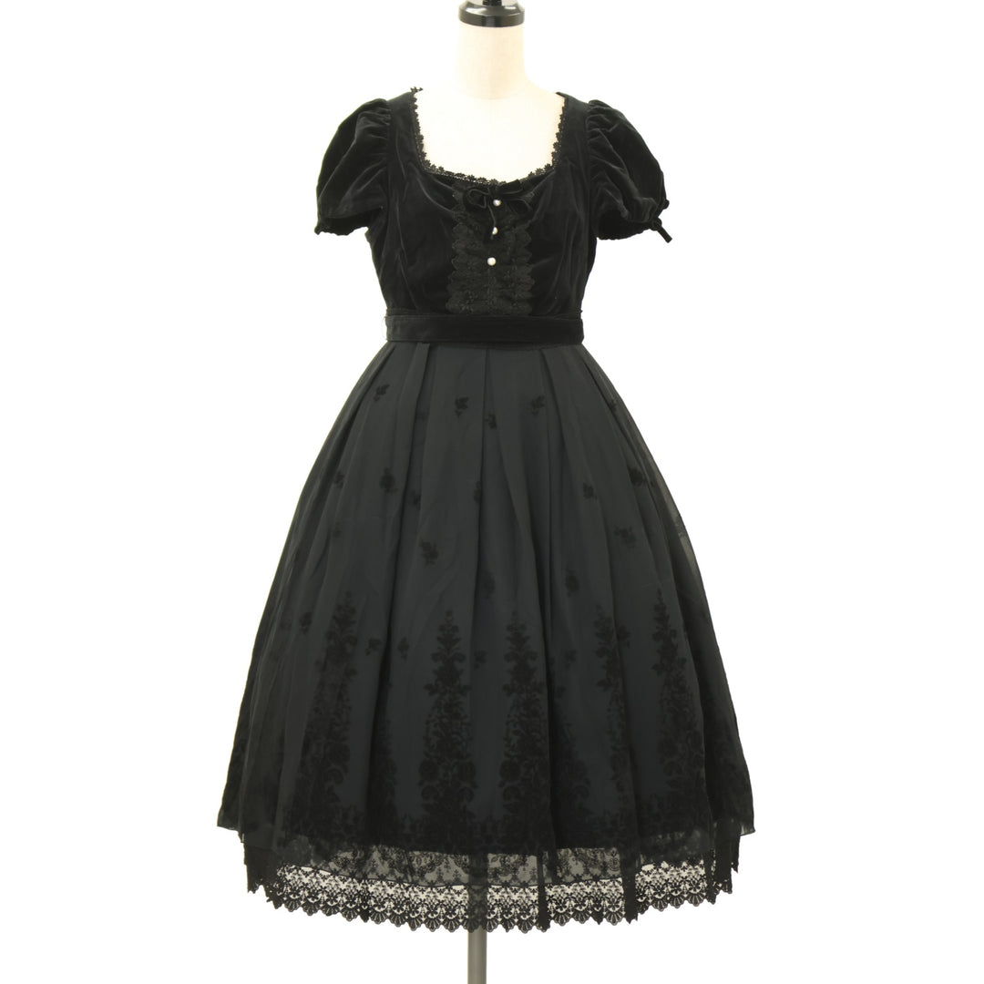 USED】別珍・シフォンプリント ハイウェストワンピース | Victorian 
