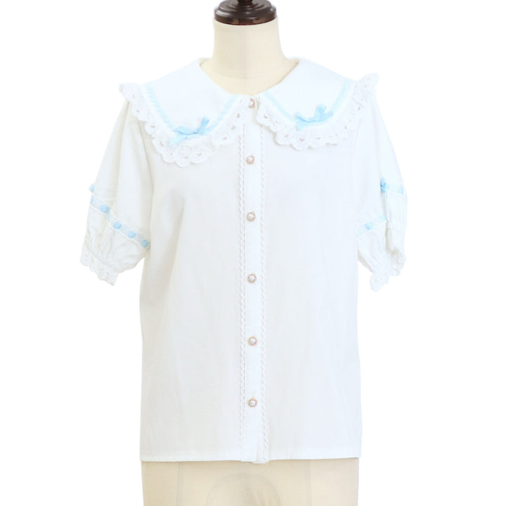 USED】【axes femme kawaii/Mサイズ】梯子レース半袖ブラウス