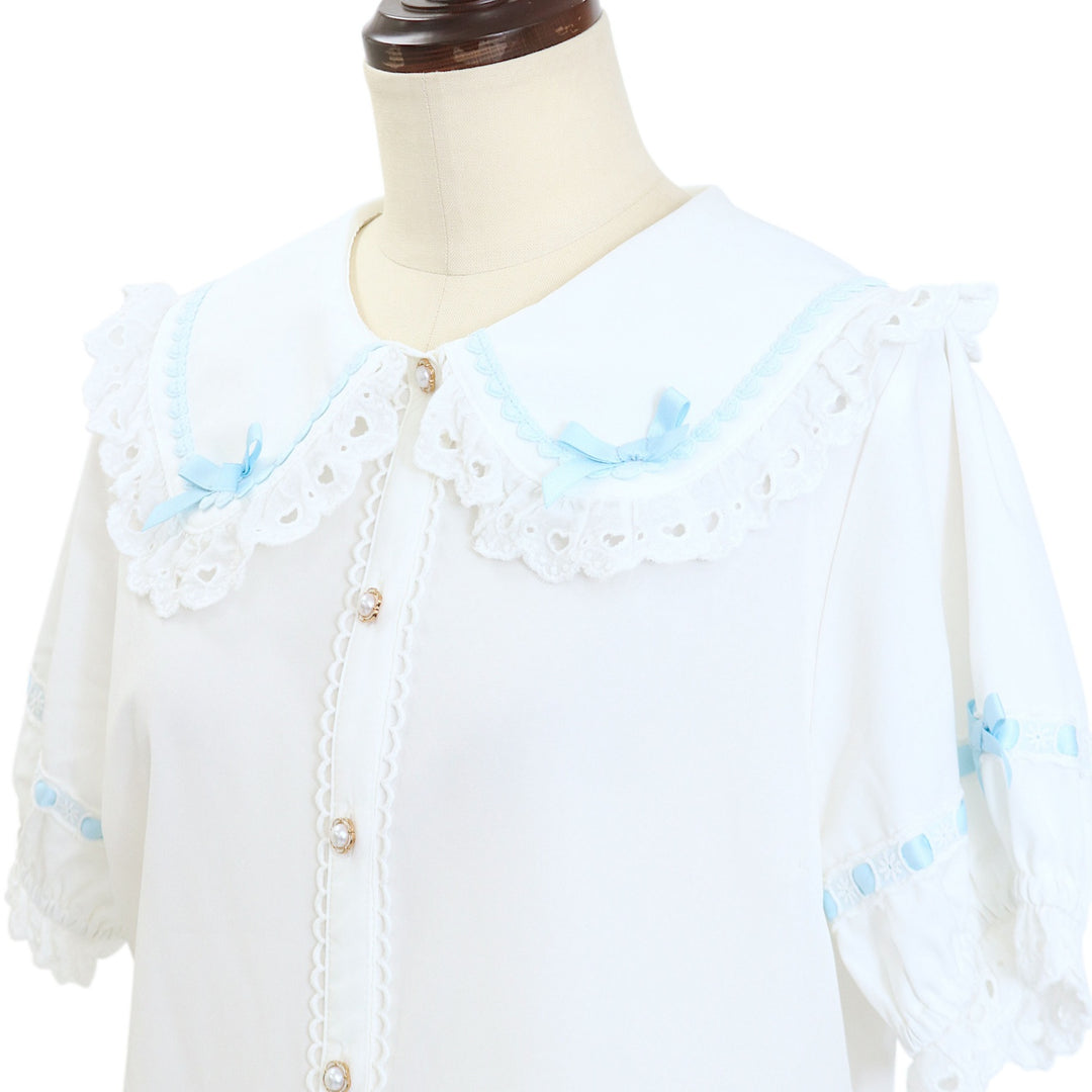 USED】【axes femme kawaii/Mサイズ】梯子レース半袖ブラウス