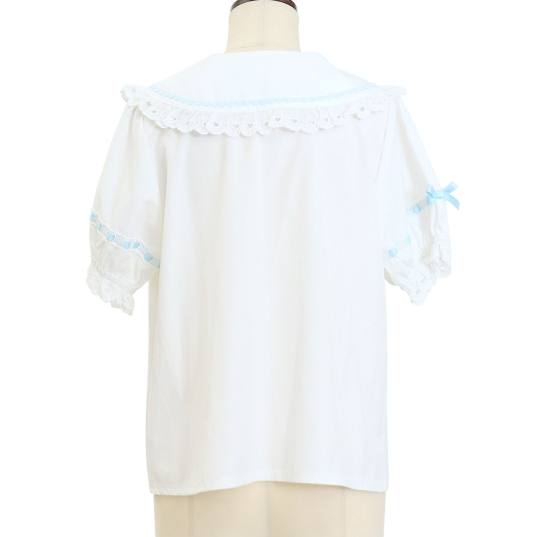USED】【axes femme kawaii/Mサイズ】梯子レース半袖ブラウス