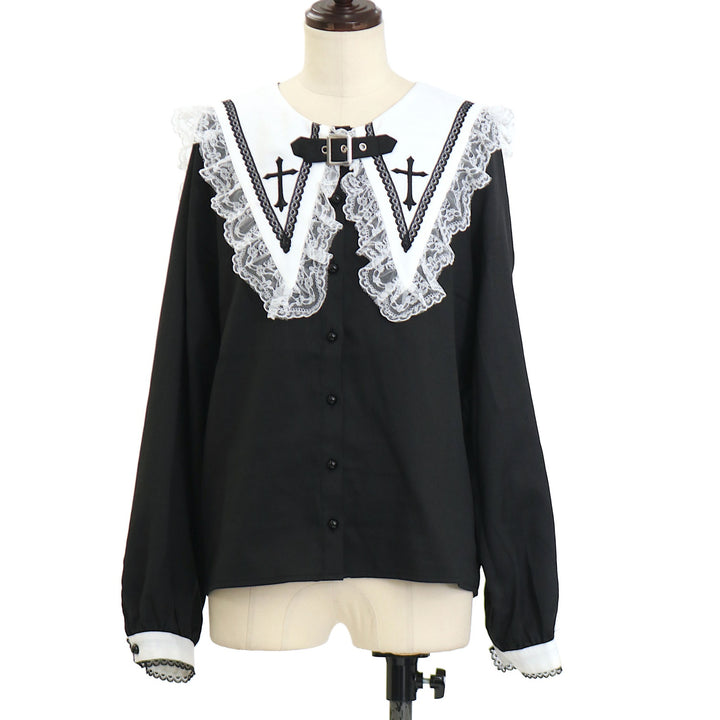 Innocent World 黒音符刺繍ブラウス USED】ベルト付きクロス刺繍ブラウス | MA*RS Wunderwelt Online Shop