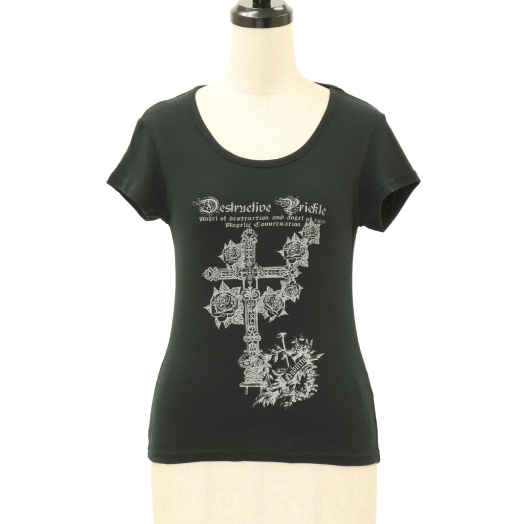 USED】Blood 薔薇十字架プリント半袖Tシャツ | h.NAOTO Wunderwelt