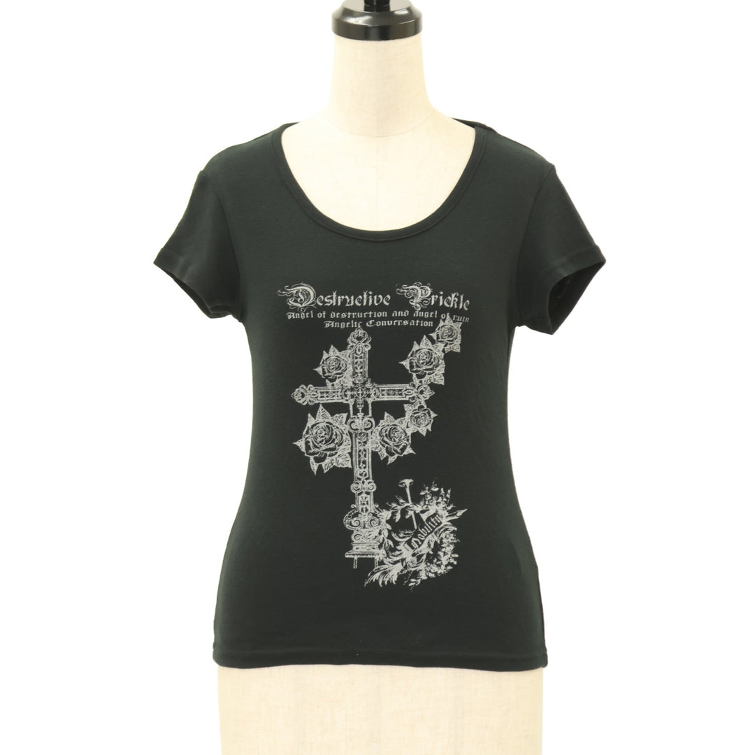 USED】Blood 薔薇十字架プリント半袖Tシャツ | h.NAOTO Wunderwelt