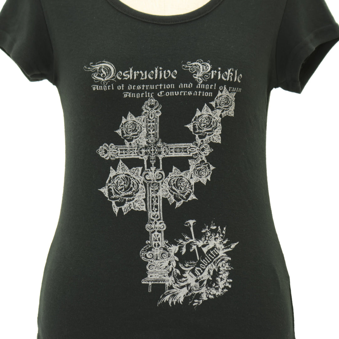 USED】Blood 薔薇十字架プリント半袖Tシャツ | h.NAOTO Wunderwelt