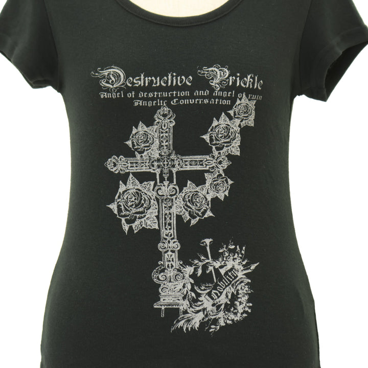 USED】Blood 薔薇十字架プリント半袖Tシャツ | h.NAOTO Wunderwelt