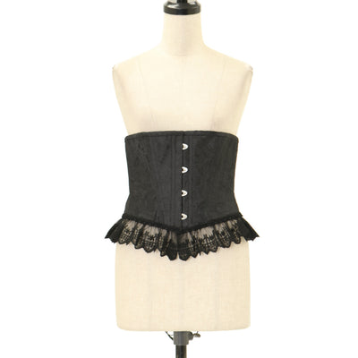 USED】クロスアーチレースリボンオーバーニー（Black x white lace x