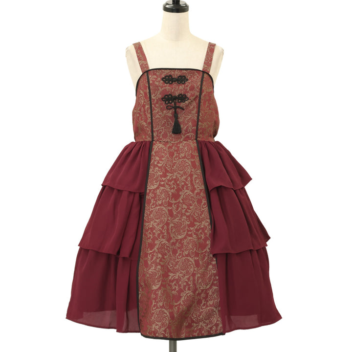 axes femme kawaii メイリンジャンパースカート ワイン 中華風 USED】【axes femme kawaii/Mサイズ】メイリンジャンパースカート