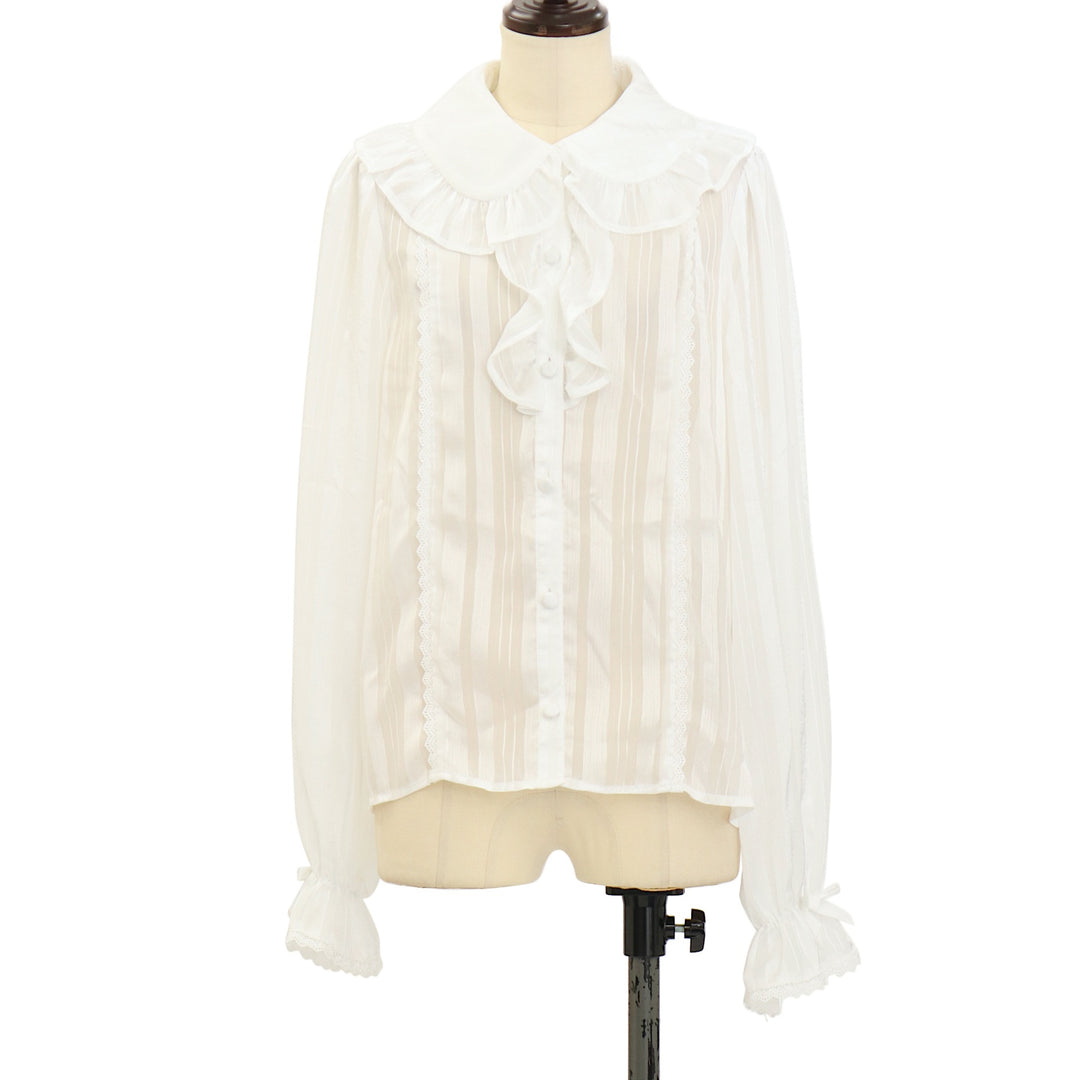 USED】【axes femme kawaiiMサイズ】ストライプシアーブラウス
