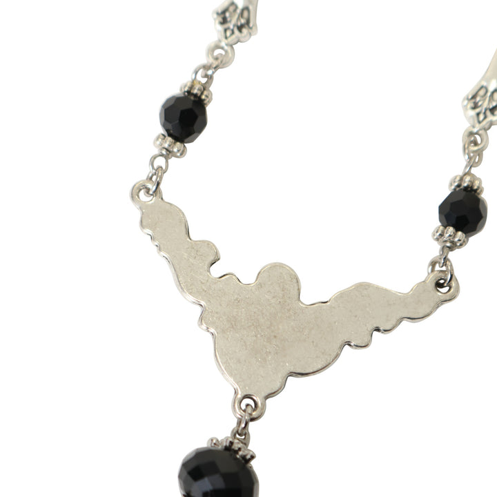 GLORIE グロリエ　パルスチェーン2点　 ホワイト✖️メタリックとブラック USED】【Violett Krone】Glass stone Gothic Dasign NECKLACE（SILVER