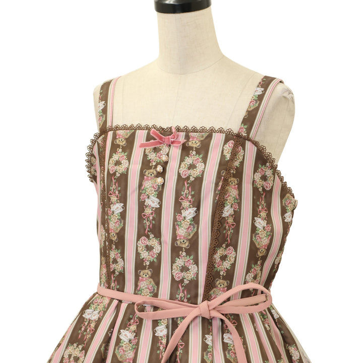 USED】【axes femme kawaii/Mサイズ】Rosy Bear柄ジャンスカ