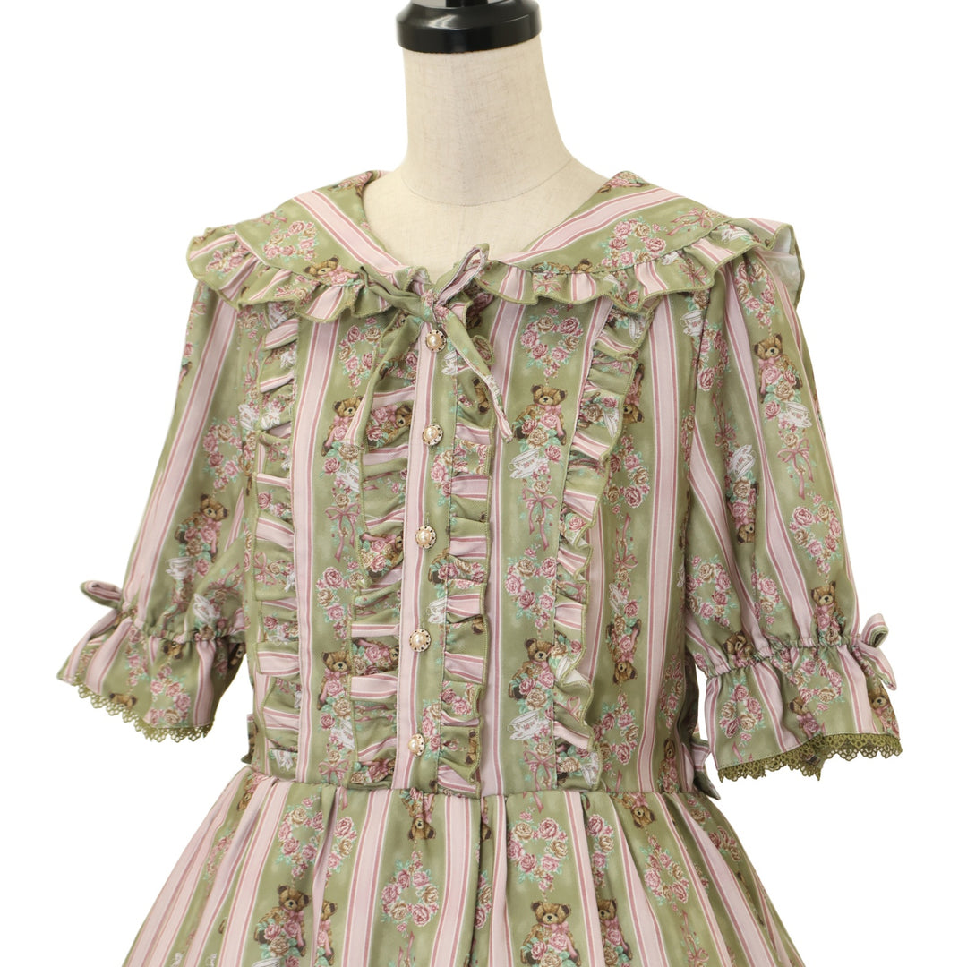 USED】【axes femme kawaii/Mサイズ】Rosy Bear柄ワンピース
