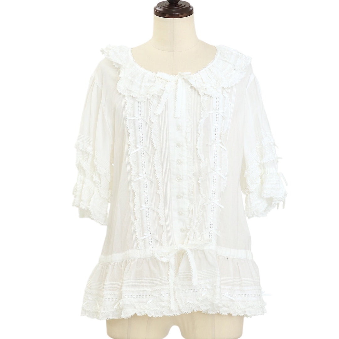 Angelic Pretty ブラウス　はしごレース　アイボリー USED】はしごレースフリルブラウス | PINK HOUSE Wunderwelt Online