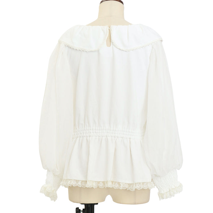 USED】【mille fille closet /Mサイズ】襟ハートフレアブラウス