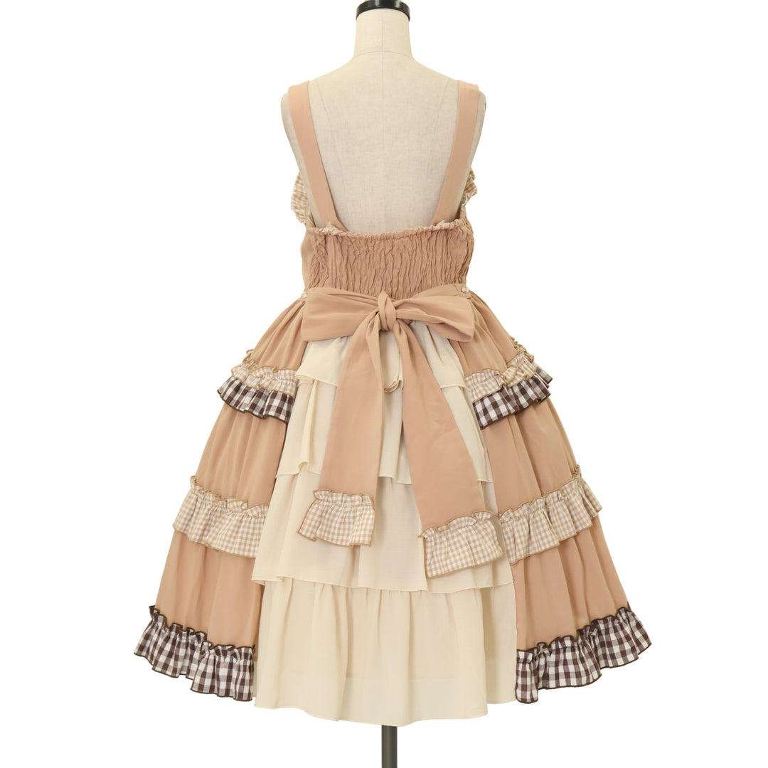 コムデギャルソン ローブドシャンブル 段フリル 麻 ラップスカート ベージュ USED】【axes femme kawaii/Mサイズ】カントリーチェックジャンスカ
