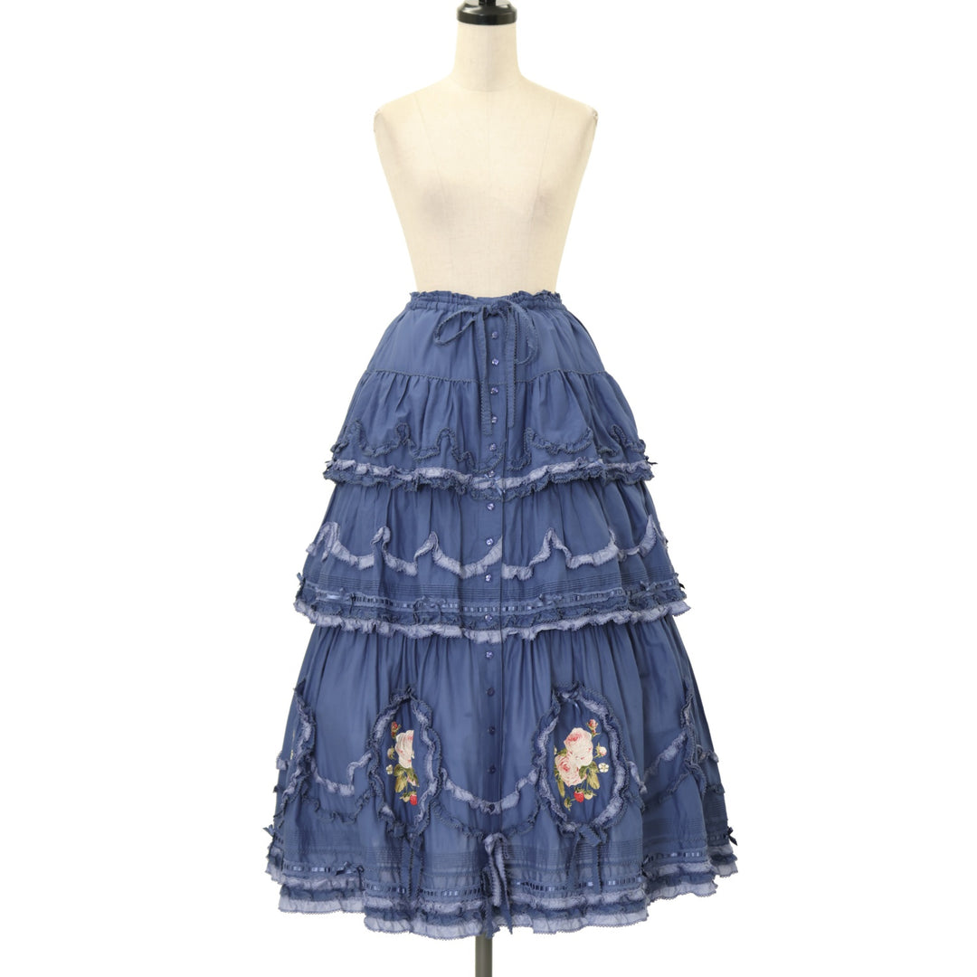 h.NAOTO blue rose パニエ スカート USED】Berry Rose刺繍入りパッチワークスカート | PINK HOUSE