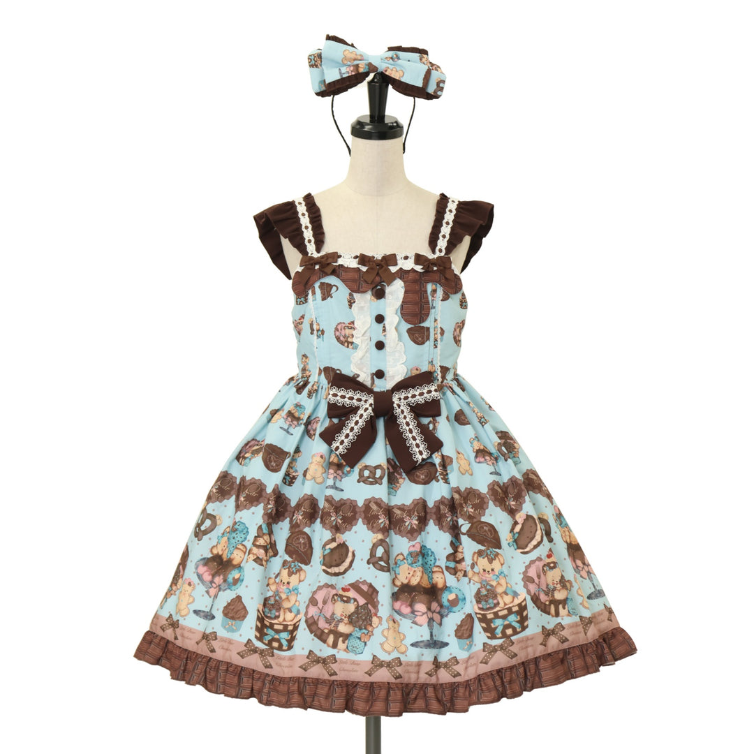 USED】【Mサイズ】チョコスイーツベアジャンパースカート+チョコ