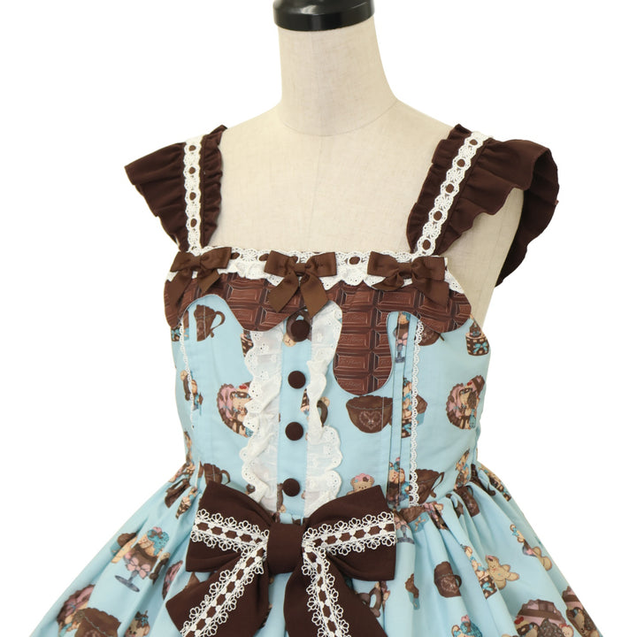 DD チョコブラウニーウサ耳メイド服セット USED】【Mサイズ】チョコスイーツベアジャンパースカート+チョコ